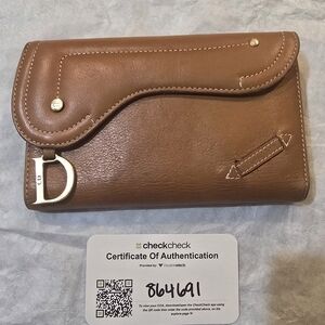 Dior Saddle Wallet In Brown Leather